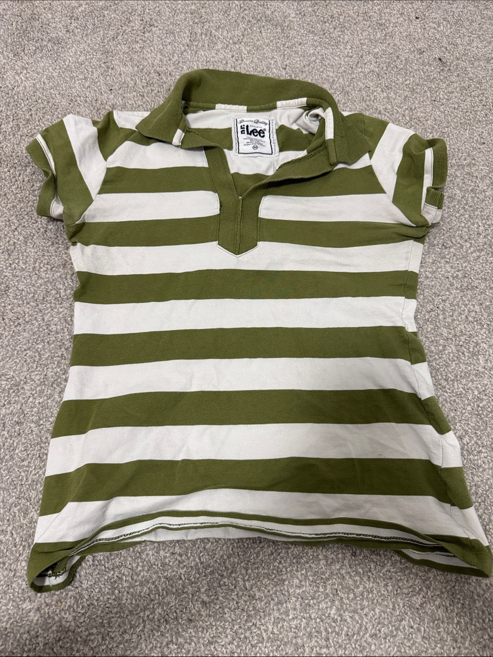 Lee Kids Olive & Cream Striped Polo
